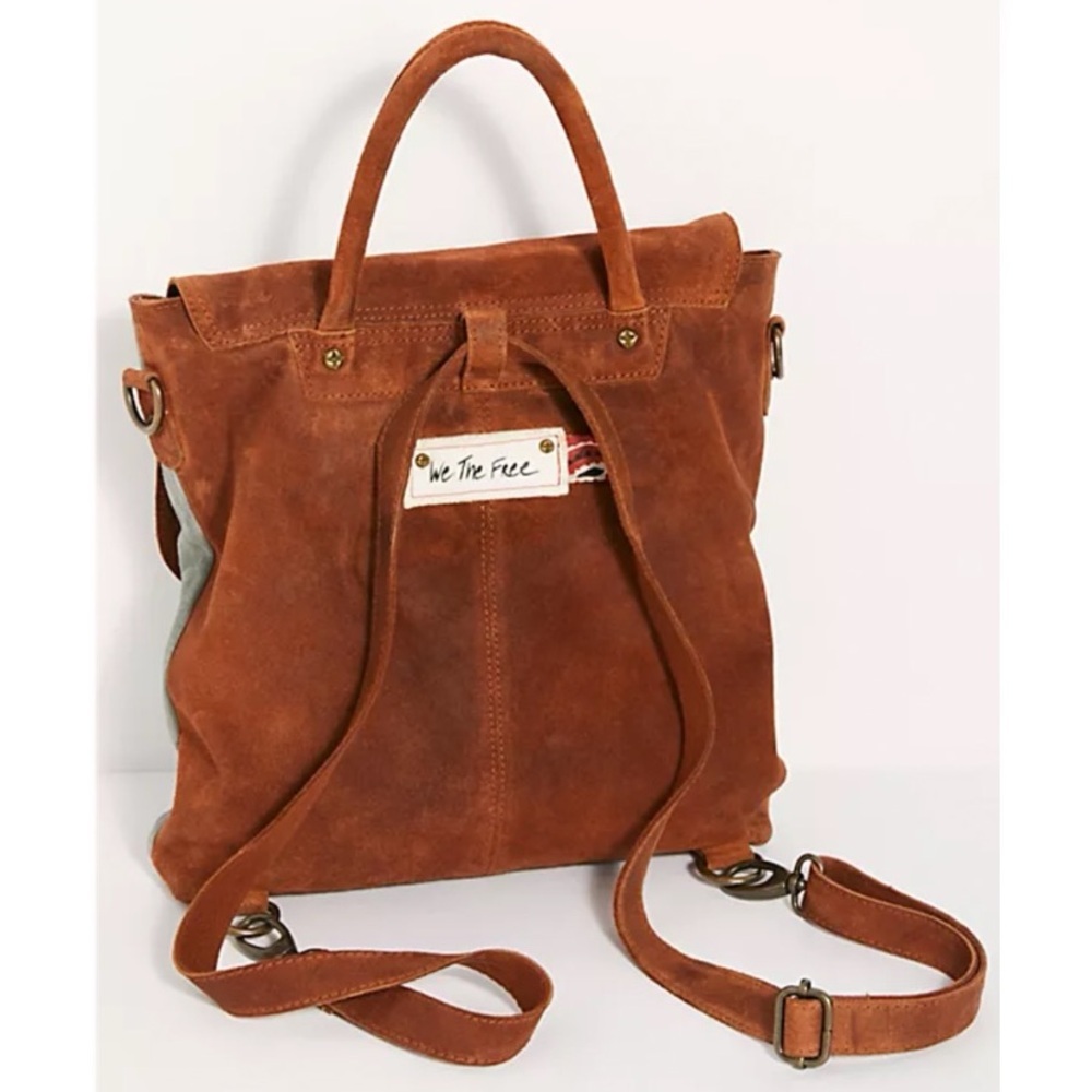 Free People Suede Patchwork Crossbody Backpack in Rust, Mustard & Sage - Picture 2 of 11